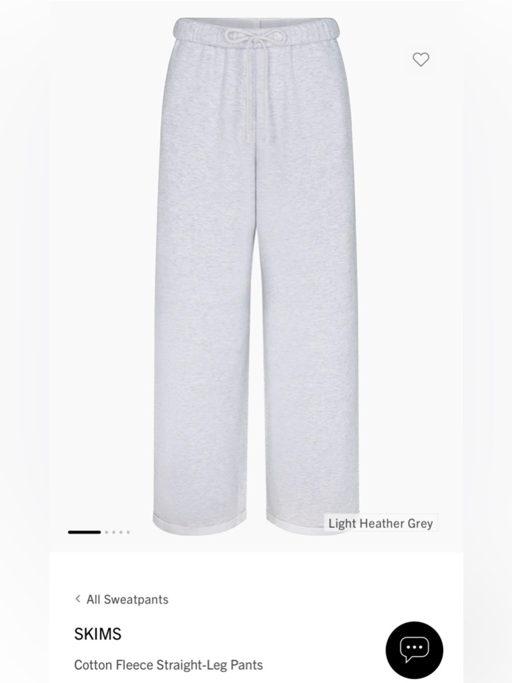 SKIMS Heather Grey Cotton Fleece Straight-Leg Pants